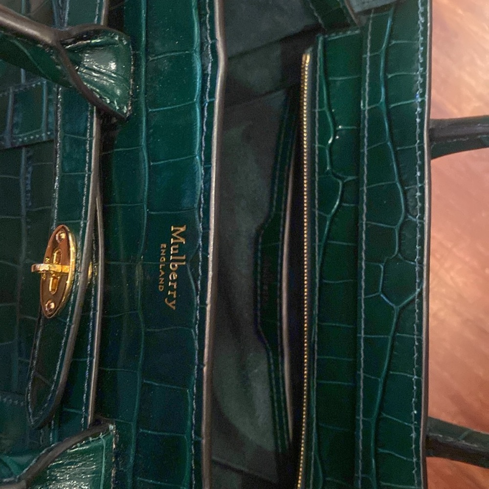 Mulberry Green Croc-Embossed Leather Crossbody Tote - Picture 6 of 6